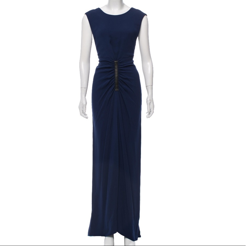 Reed Krakoff Navy Sleeveless Ruched-Waist Gown